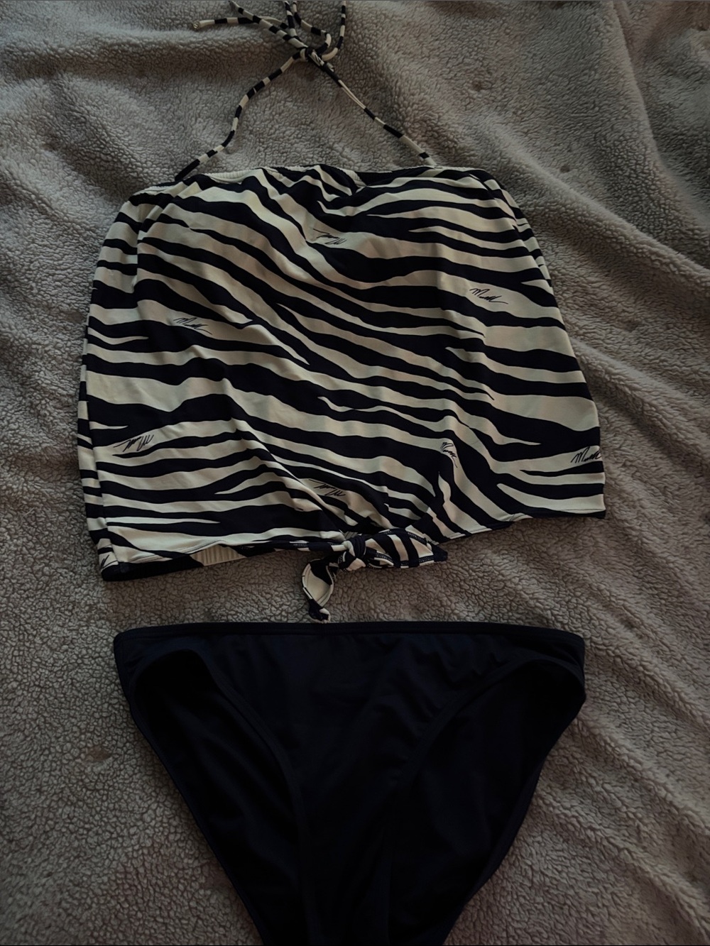 Michael Kors Navy and White zebra Striped Bikini